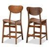 Baxton Studio Katya Mid-Century Modern Walnut Brown Finished Wood 2-Piece Counter Stool Set 183-11640-Zoro